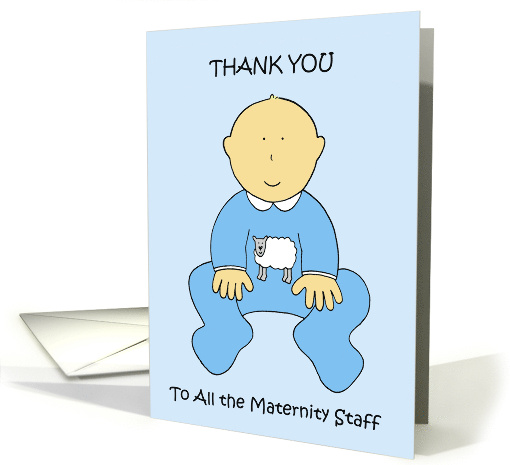 Thank you to Maternity Staff Cute Baby Boy in Blue card (1427778)