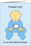 Thank you to Maternity Staff Cute Baby Boy in Blue card