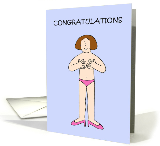 Congratulations on Your New Boobs Cartoon Lady card (1428502)