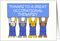 Thanks to a Great Occupational Therapist Cartoon Cats with a Banner card