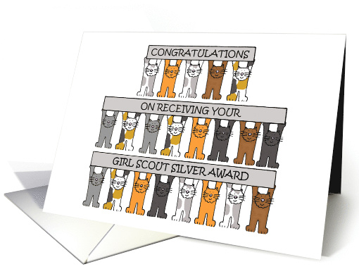 Girl Scout Silver Award Congratulations Cartoon Cats card (1428996)