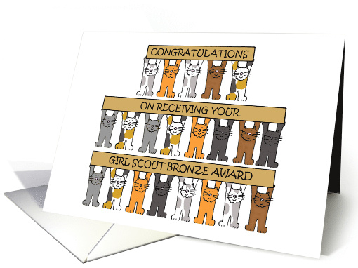 Girl Scout Bronze Award Congratulations Cartoon Cats card (1428998)