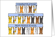 Middle School Graduation Congratulations Cute Cartoon Cats card