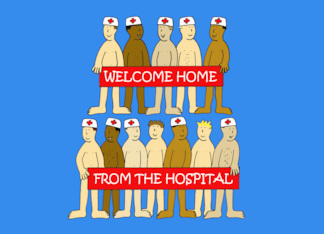Welcome Home from the Hospital Cartoon Semi Naked Men Humor