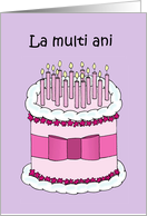 La Multi Ani Happy Birthday in Romanian Cake and Candles card