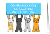Congratulations on Becoming an Electrician Cartoon Cats card