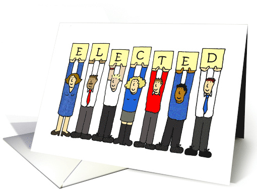 Election Congratulations Cartoon Group of Supporters Voters card