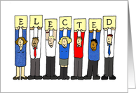 Election Congratulations Cartoon Group of Supporters Voters card