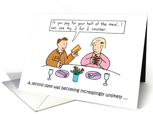 First Date Anniversary Cartoon Humor Couple with a 2 for... (1433208)