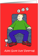 Happy Father’s Day in German Cartoon Man Sleeping in His Armchair card