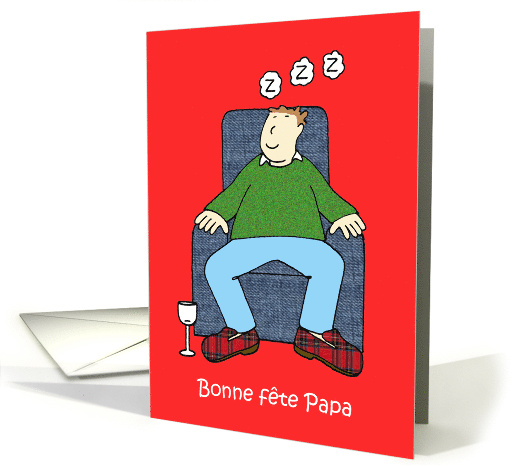 Happy Father's Day in French Cartroon Dad Sleeping Bonne... (1434352)