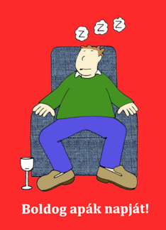 Hungarian Happy Father's Day Cartoon Dad Sleeping