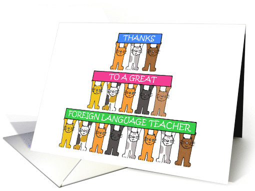 Thanks to Foreign Language Teacher Cartoon Cats card (1435134)