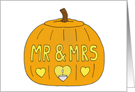 Halloween Wedding October 31st Romantic Carved Pumpkin Cartoon card