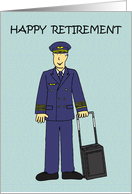 Happy Retirement Pilot, Cartoon Pilot with Travel Bag card