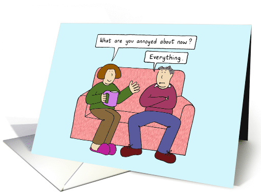 Grouchy Male Relationship Cartoon Couple Humor Blank Inside card