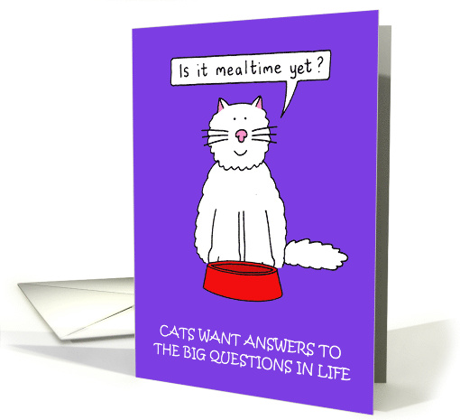 Answer Your Cat's Questions Day January 22nd Cartoon Humor card