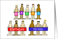 Almost Naked Cartoon Men Happy Birthday Humor card