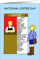 National Coffee Day September 29th Cartoon Humor card
