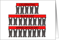 Black Cat Appreciation Day August 17th Cartoon Cats Holding Banners card