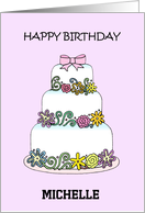 Beautiful Pastel Colored Birthday Cake to Personalize with any Name card