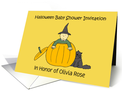 Halloween Baby Shower Invitation, cute pumpkin and baby… (1447288)