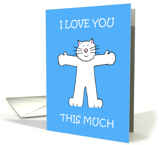 I Love You RomanticCute White Cartoon Cat Blank Inside... (1447400)