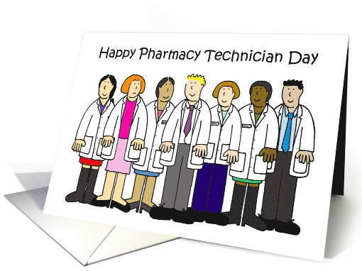 Happy Pharmacy Technician Day October Cartoon Group card (1450508)
