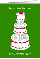Christmas Day Wedding Anniversary Stylish Cake card