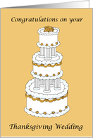 Thanksgiving Wedding Congratulations Stylish Cake Illustration card