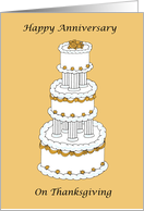 Thanksgiving Wedding Anniversary Congratulations Stylish Cake card