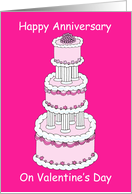 Valentine’s Day Wedding Anniversary Pink and White Cartoon Cake card