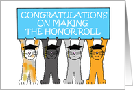 Honor Roll Congratulations Cartoon Cats Holding a Banner card