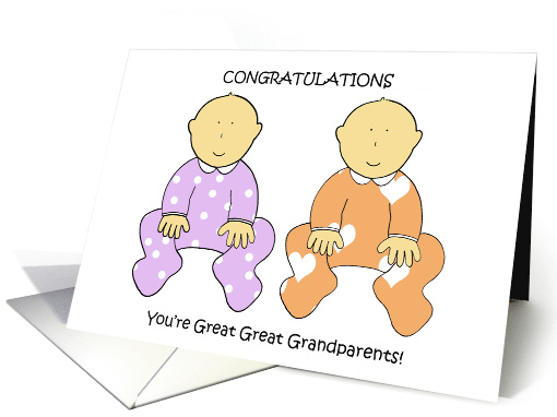 Great Great Grandparents to Twins Congratulations. card (1455150)