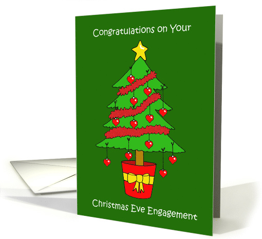 Christmas Eve Engagement Congratulations Romantic Decorated Tree card