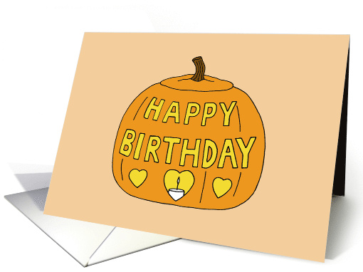Halloween Happy Birthday October 31st Cute Cartoon Carved Pumpkin card