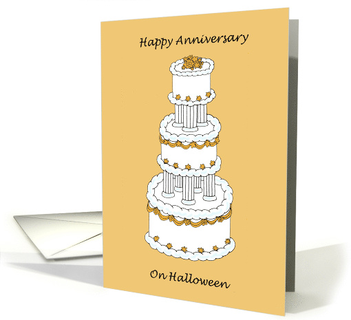 Halloween Wedding Anniversary Stylish Cake Illustration card (1460136)