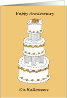 Halloween Wedding Anniversary Stylish Cake Illustration card