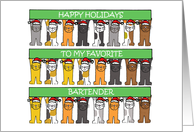 Favorite Bartender Happy Holidays Cartoon Cats card