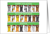 Waiter Happy Holidays Festive Cats Wearing Santa Hats card