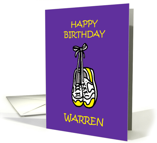 Happy Birthday Warren Cartoon Training Shoes card (1462062)