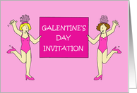 Happy Galentine’s Day Invitation Cartoon Dancing Ladies card