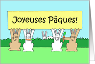 French Happy Easter Joyeuses Paques Cartoon Bunnies card