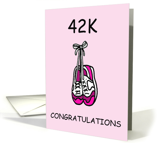 42K Marathon Congratulations for Her Cartoon Training Shoes card