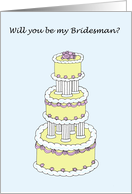 Will you be my Bridesman Stylish Pastel Colored Cake card
