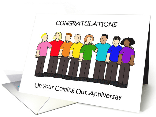 Coming Out Anniversary Congratulations Cartoon Mixed Group card