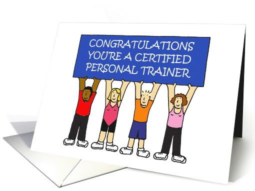 Certified Personal Trainer Congratulations Cartoon Gym People card