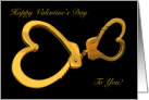 Valentine To or From Prisoner Golden Heart Shaped Handcuffs card