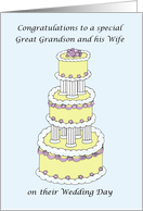 Congratulations Great Grandson and Wife Wedding Day Stylish Cake card