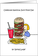 National Junk Food Day July 21st Lady with Giant Burger Meal card